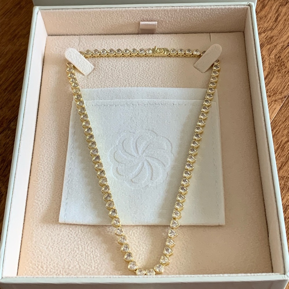 Amor Sui Heart Tennis, 14” Necklace